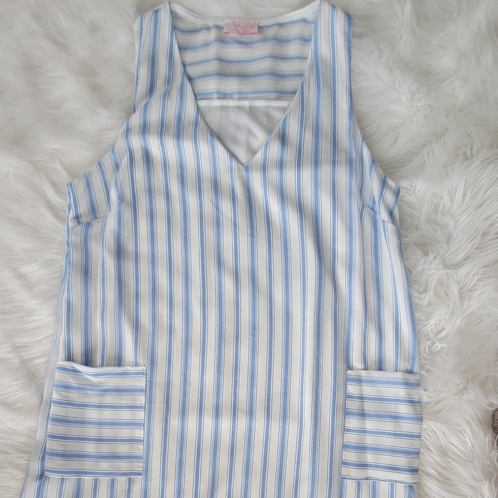 Pink Lily Blue & White striped Short Dress